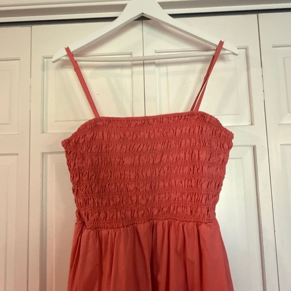 Old Navy coral smocked bust midi dress size XL - Picture 4 of 11